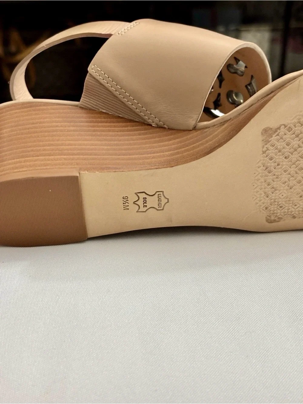 Tory Burch Sandal Metal Miller Wedge Tan Size 9.5
